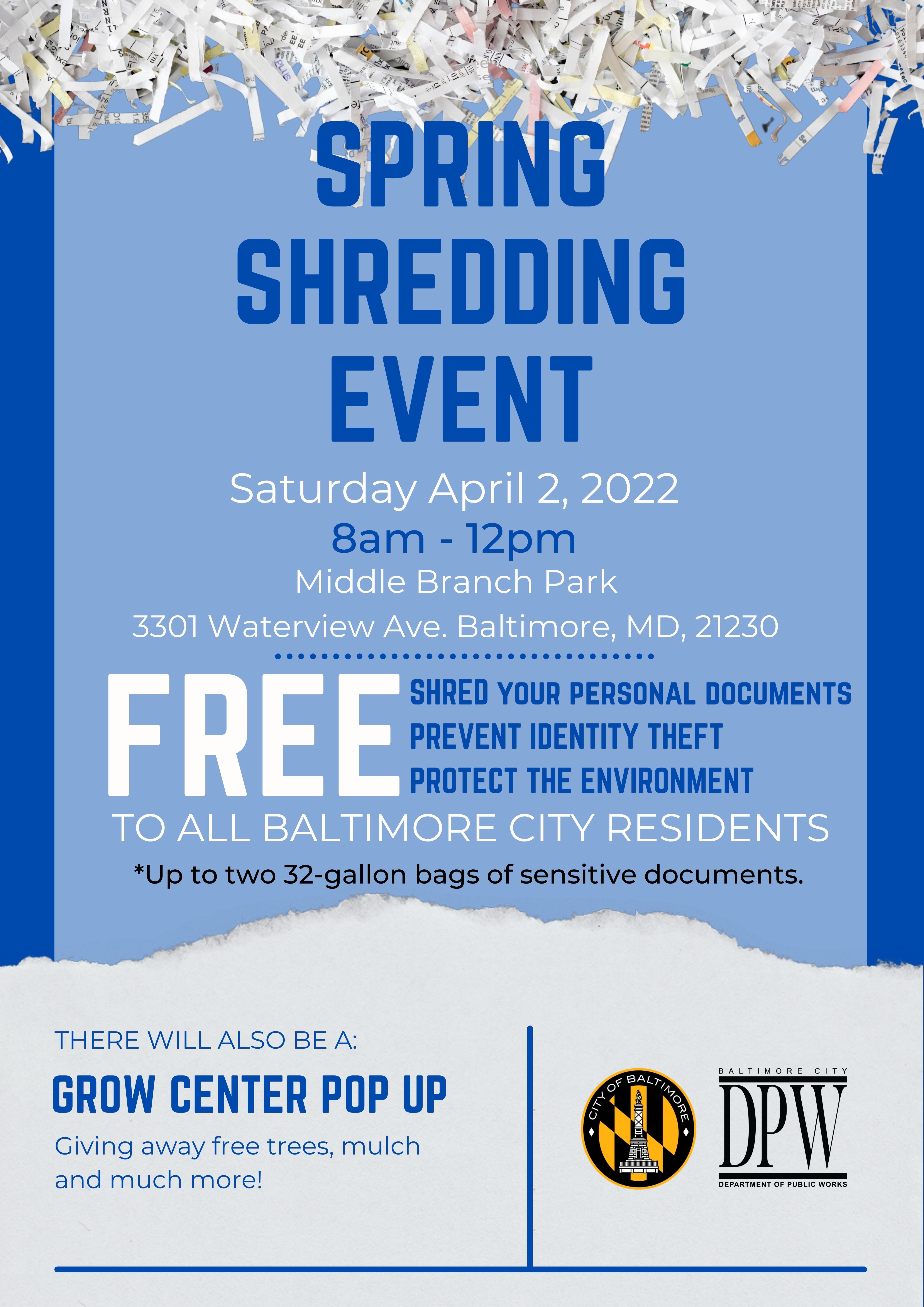 Spring Shred/GROW Event | Baltimore City Department of Public Works